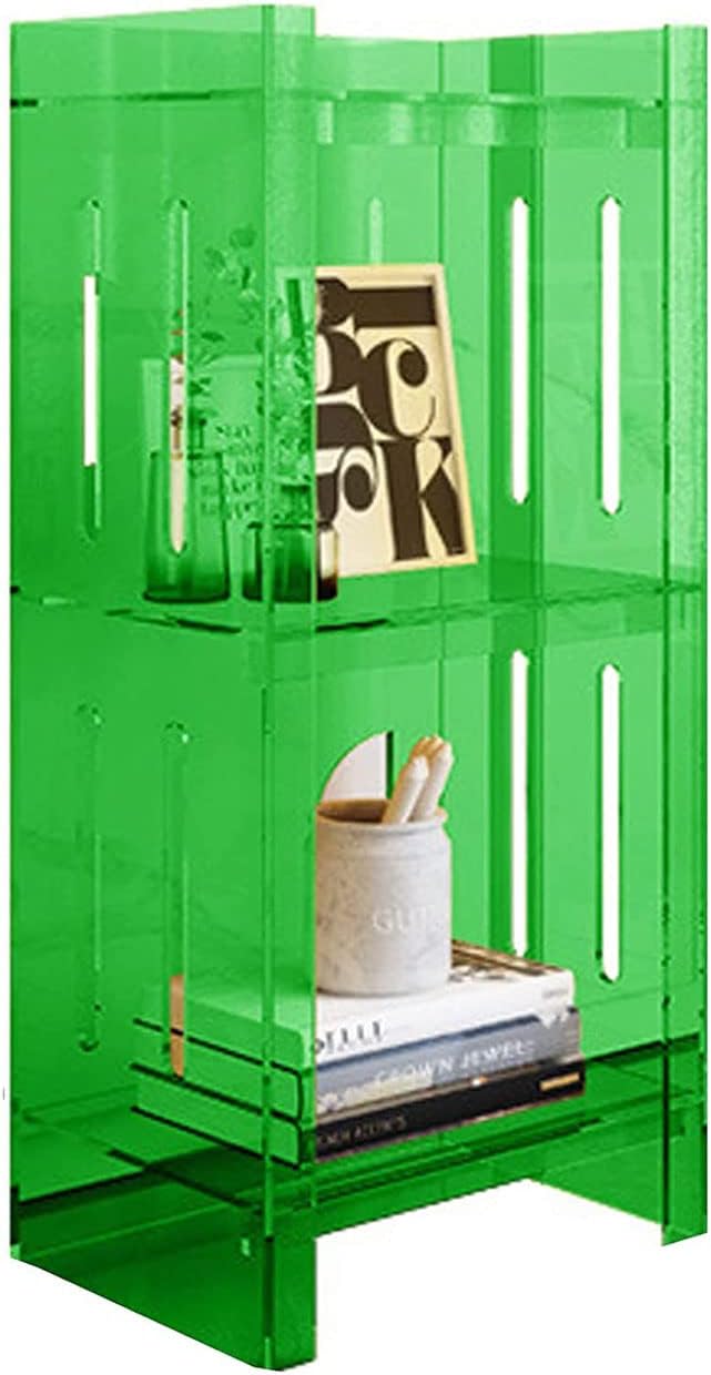 Clear Acrylic Narrow Bookcase 2 Tier/3 Tier/4 Tier Skinny Open Bookshelf Modern Display Storage Organizer for Living Room