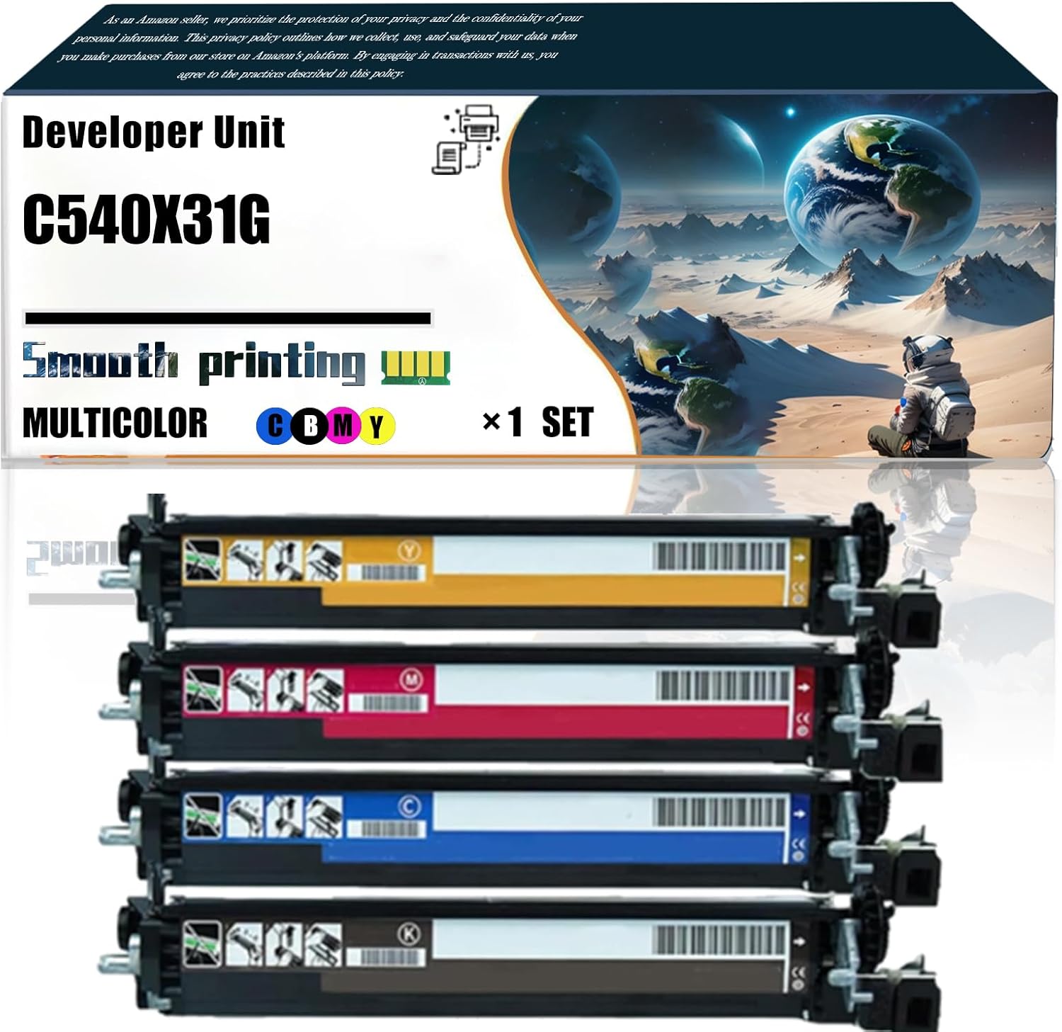 Replacement Parts Developer Unit C540X31G Compatible with Lexmark X544DW X544N X546DTN X548DE X548DTE Printers, Contains Chip and Clear Printing (4-Pack BK/C/M/Y)
