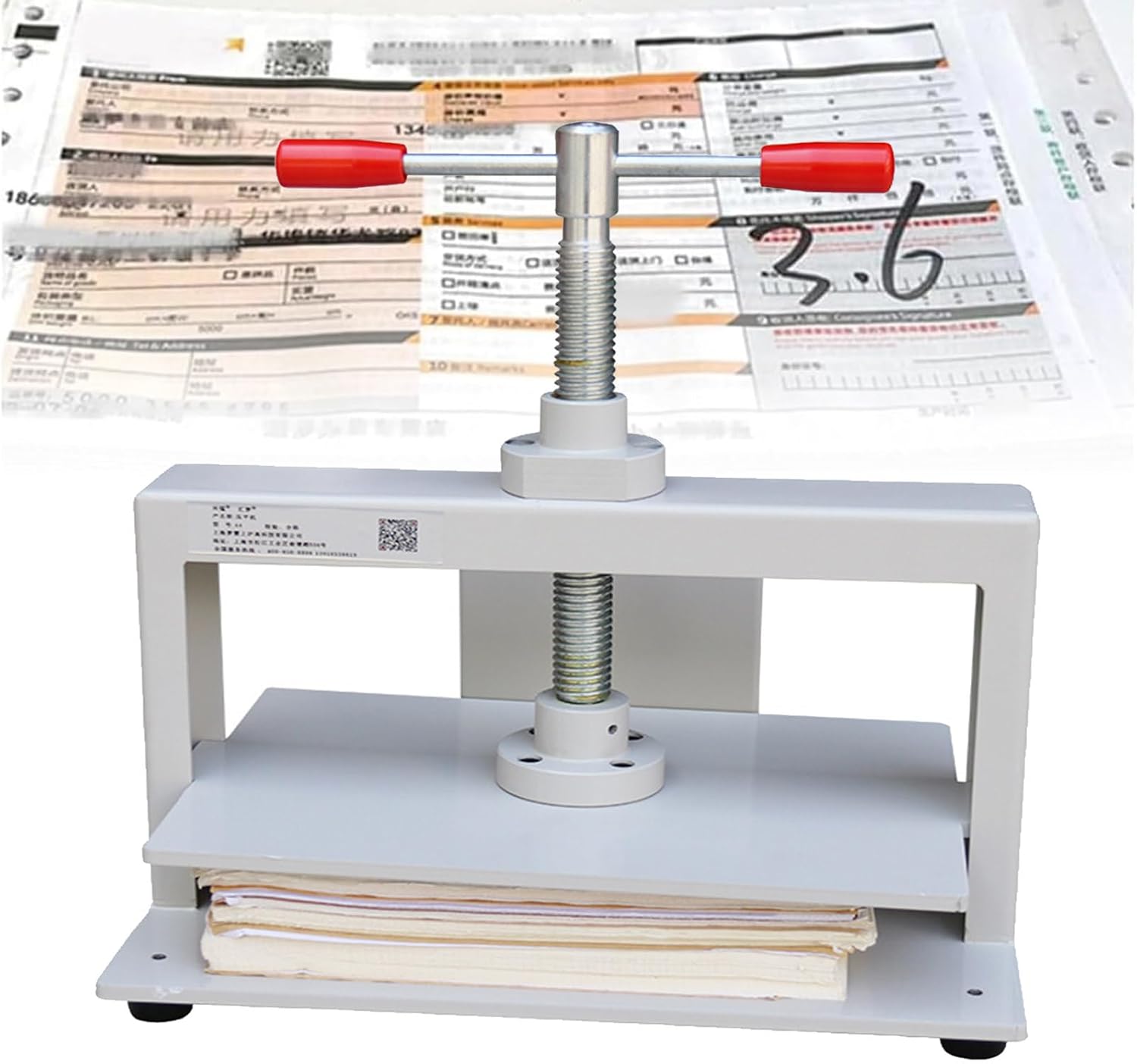 JJENXYYDS Steel Manual Book Flattening Nipping Machine,1500kg Portable Bookbinding Press,Quickly Flatten Paper Wrinkles,with Double Balance Rod,for Banknotes,Documents,Books and Invoices,A4