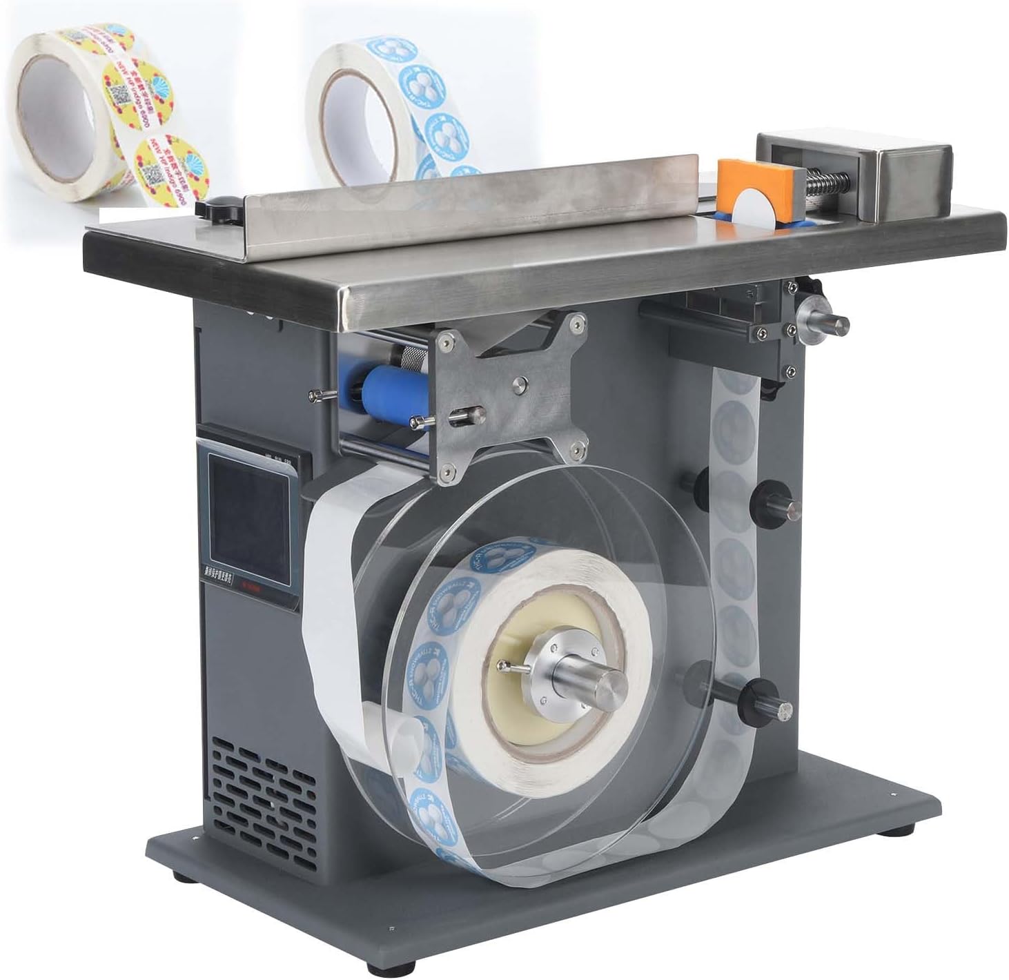 LYNNEYING Semi-Automatic 90° Labeling Machine, ±0.5mm Accuracy, φ25-30mm Labels, 15-30 Labels/min, High-Speed Box Sealing, Lightweight, for Food, Electronic Product, Cosmetic Packaging