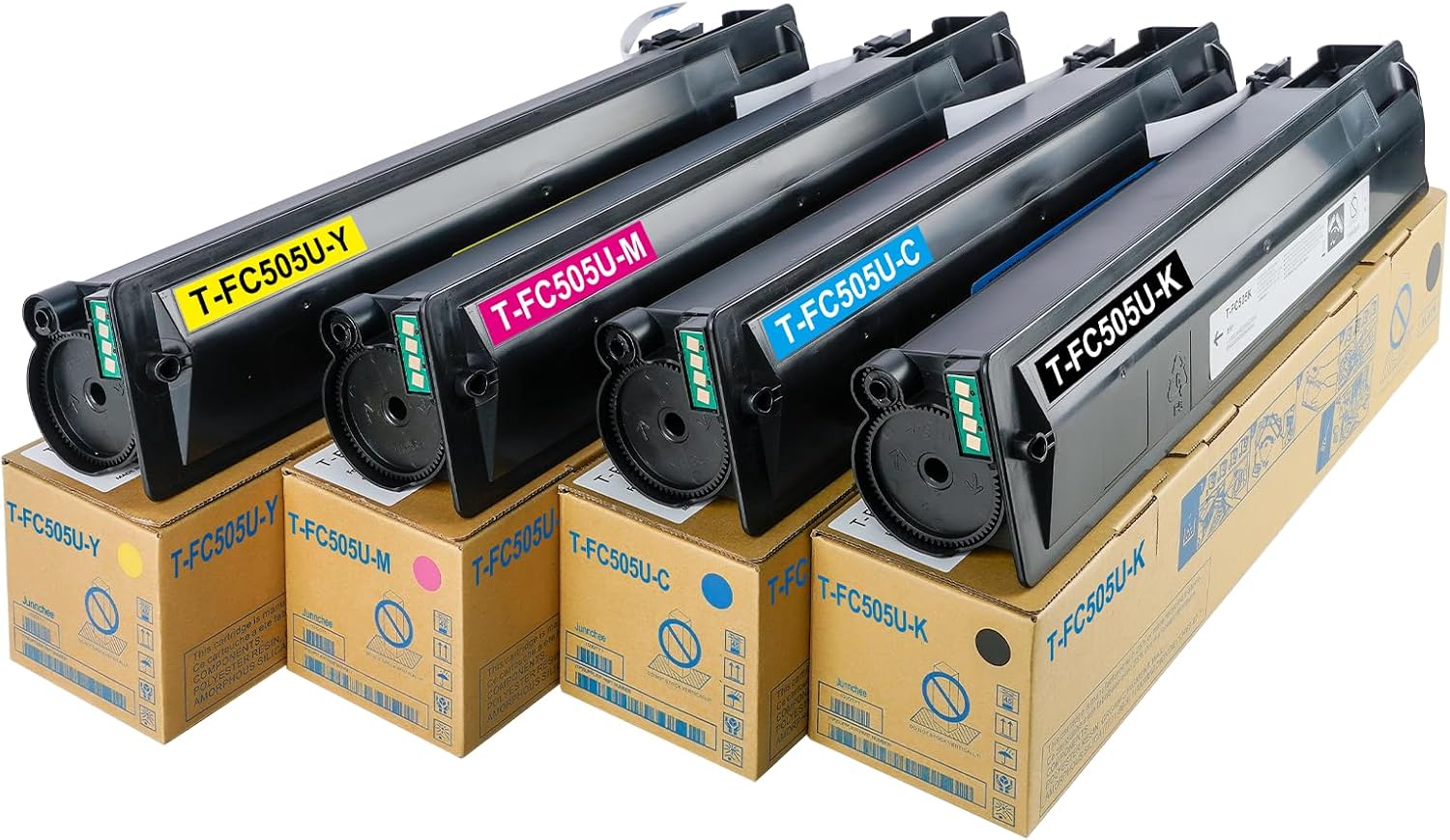 Junnchee T-FC505U T-FC505U-K T-FC505U-C T-FC505U-M T-FC505U-Y Toner Cartridge Replacement for TFC505U Toner for E-Studio 2505AC 3005AC 3505AC 4505AC 5005AC Printer (4-Pack,CMYK