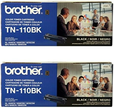 Brother Genuine TN110BK 2-Pack Standard Yield Black Toner Cartridge with Approximately 2,500 Page Yield/Cartridge