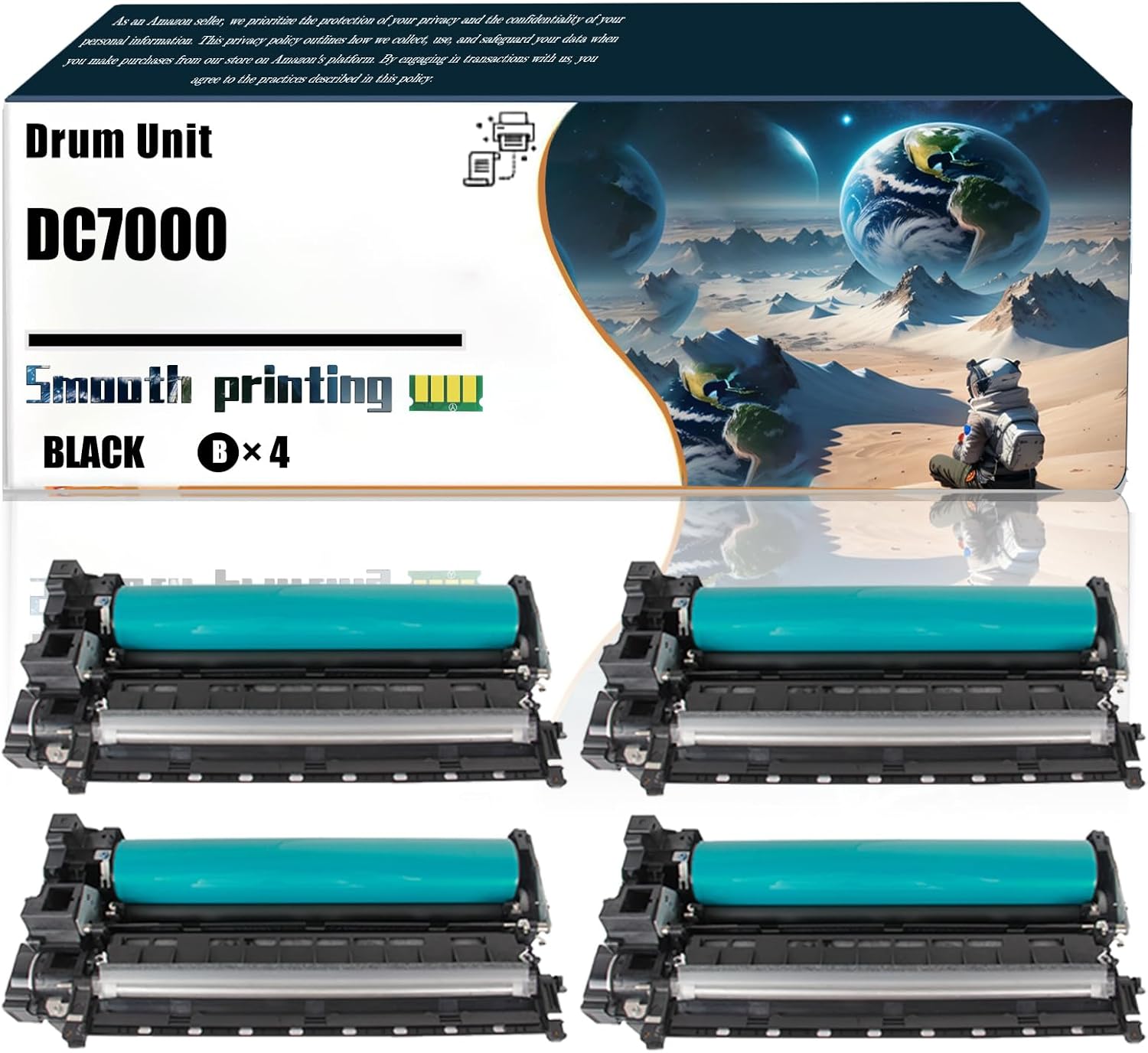 Replacement Parts Drum Unit DC7000 Compatible with Xerox AP DC DocuCentre-Il 6000/7000 ApeosPort-|16000/7000 Printers, Contains Chip and Clear Printing (4 Pack Black)