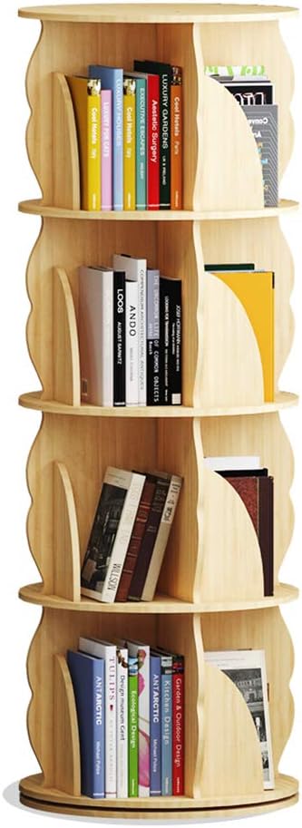 Rotating Bookshelf Standing Bookshelf Home Living Room Wooden Children's Floor Bookcase Book Finishing Rack Multifunctional Combined Bookshelf Display Rack for Cd/Photo Album (5 Layers) (4 layers)