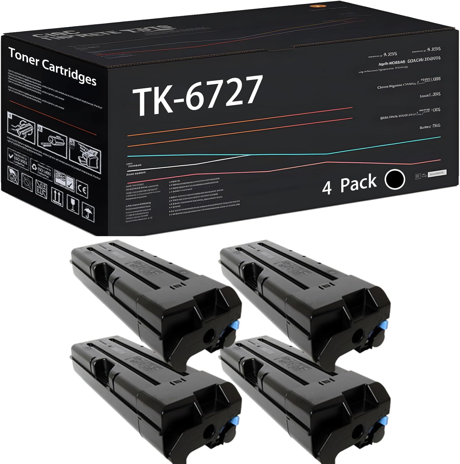 UVUMB TK-6727 Toner Cartridges Compatible for Kyocera TASKalfa 7002i 7003i 8002i 8003i 9002i 9003i Printers, with Chip, High Yield 71000 Pages, High-Definition Printing (4 Pack Black)
