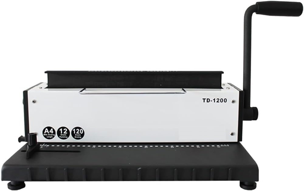 Paper Punch Binder, 34-Hole, Punching 12 Sheets, Bind 120 Sheets Maker with Sturdy Metal Construction Comes, Comb Binding Machine for Letter Size / A4 / A5