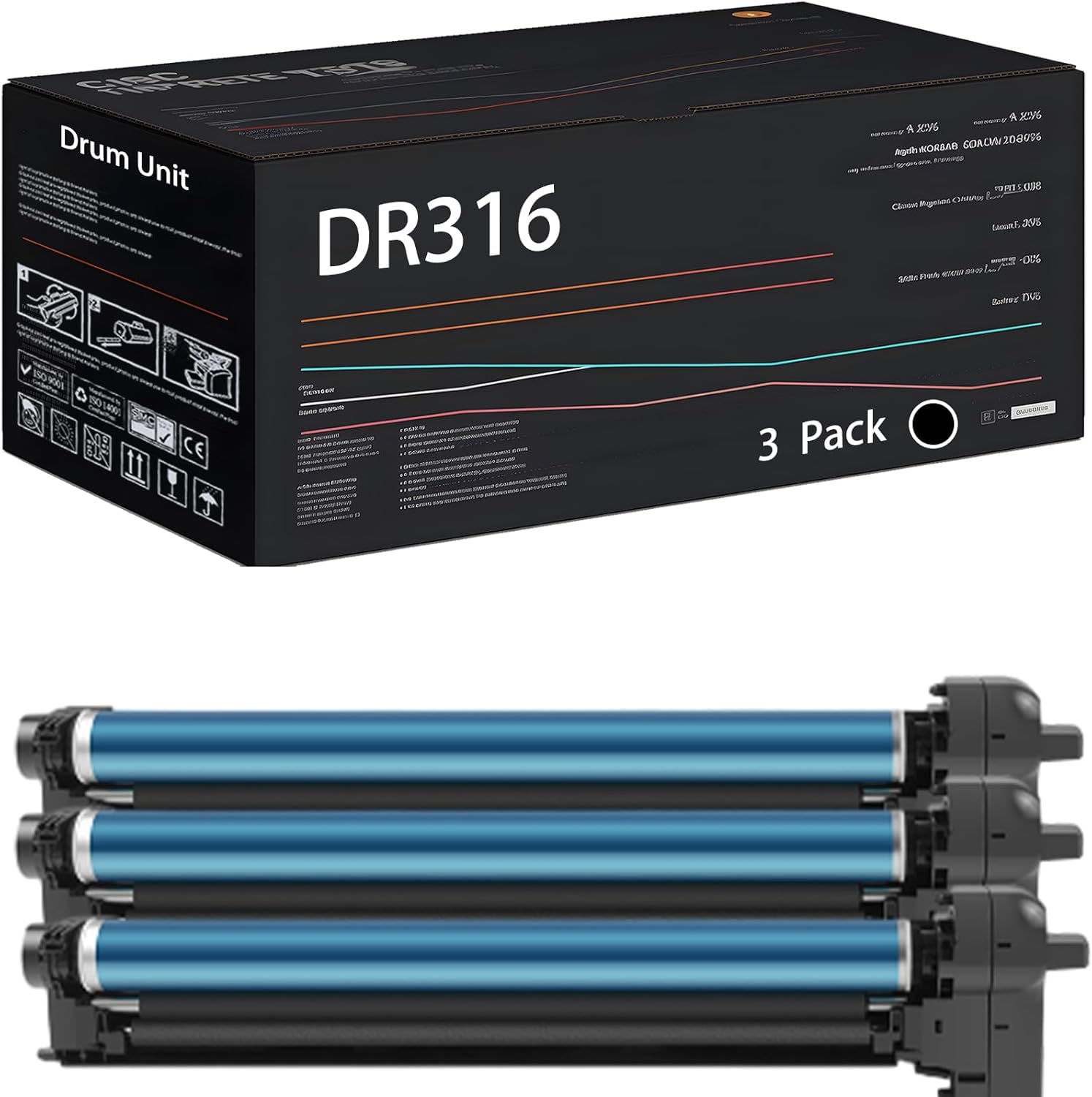 UVUMB Compatible with Konica Minolta DR316 Drum Unit Work for Konica Minolta 145R bizhub C250i C251i C300i C301i C360i Printers (3 Pack Black)