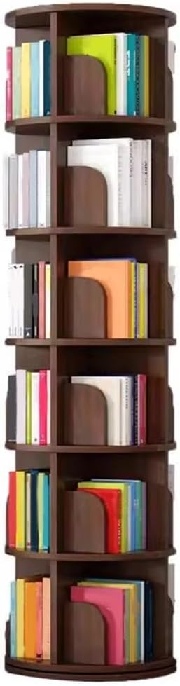 Revolving Bookshelf 360° 2/3/4/5/6 Tier Rotating Bookshelf Bookshelf Rotating Round Bookcase Wooden for Living Room Bedroom(Size:46 * 190cm)