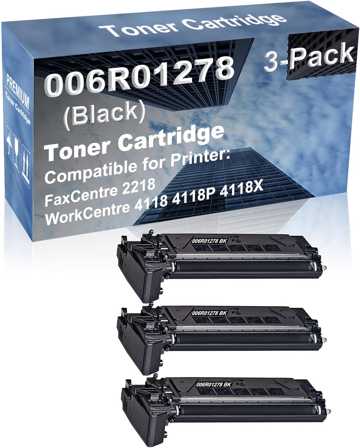 3-Pack Compatible High Capacity 006R01278 Printer Cartridge use for FaxCentre 2218 WorkCentre 4118 4118P 4118X Printer (Black)