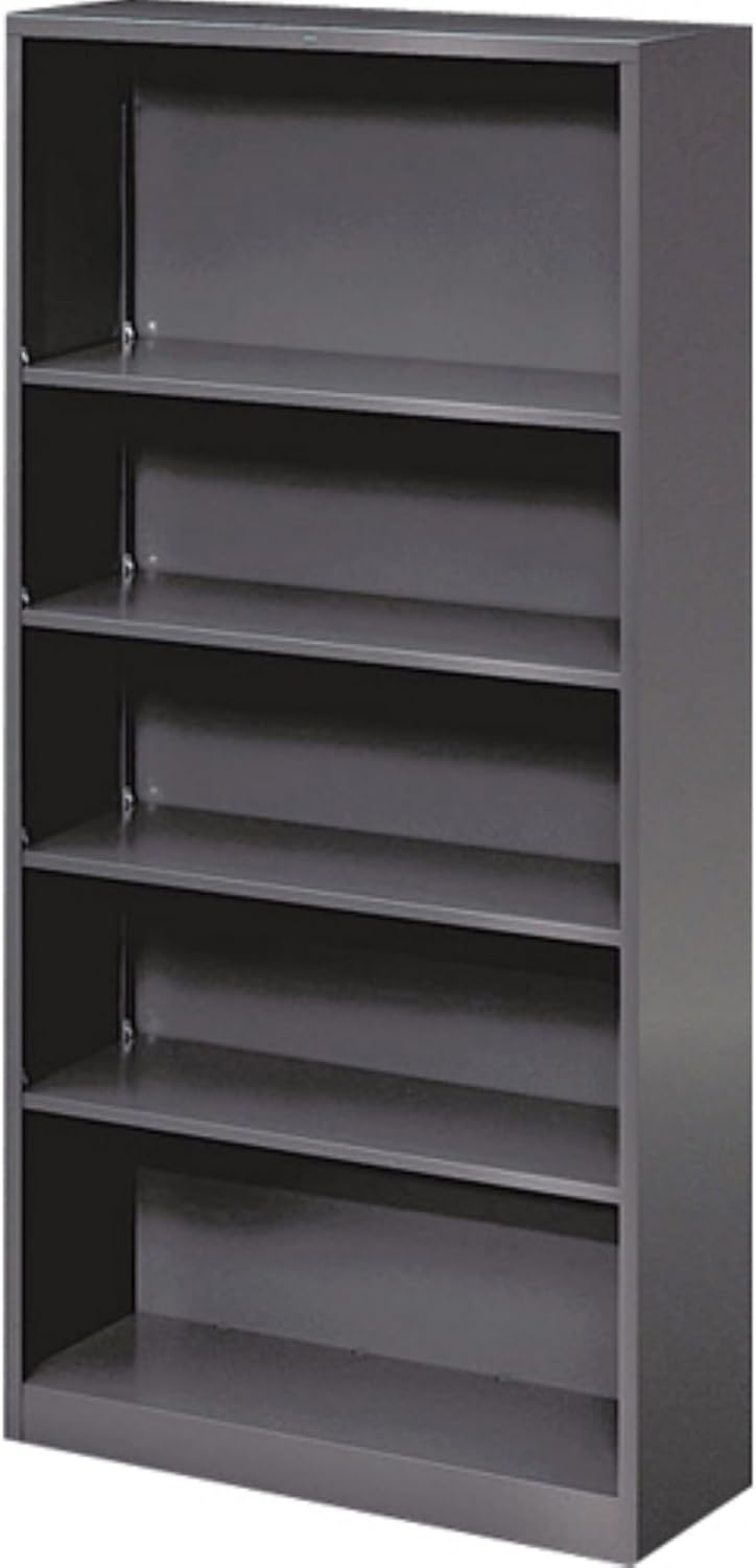 HON S72ABCL Metal Bookcase, Five-Shelf, 34-1/2w x 12-5/8d x 71h, Putty