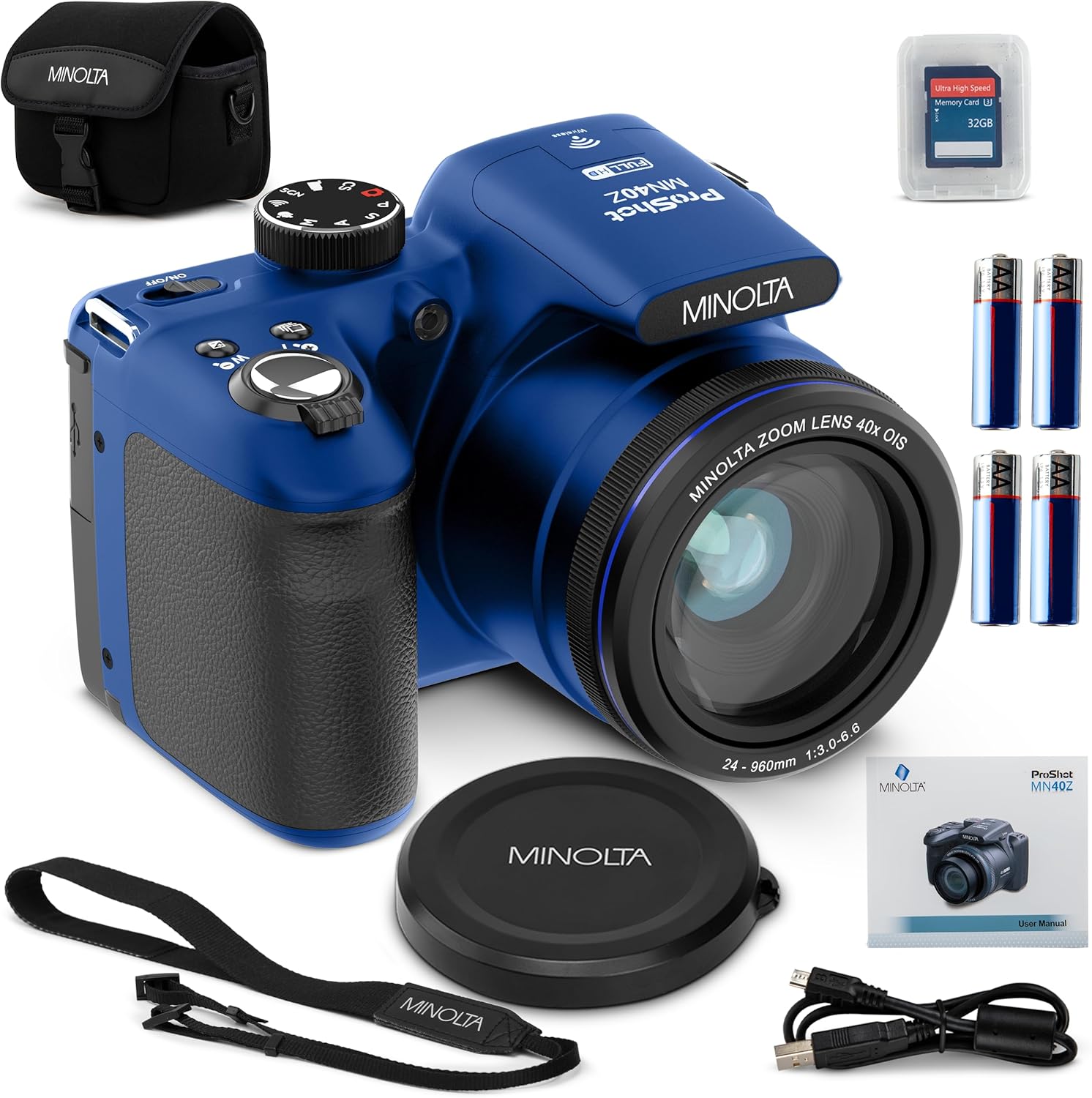 Minolta MN40Z 20MP Digital Camera – 40x Optical Zoom, 1080p FHD Video, 3.0