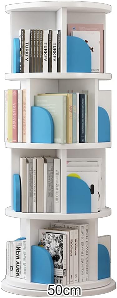 Bookcases 360°Rotating Bookshelf, Children's Multi-Layer, Cultivate Children's Interest in Reading, CD Storage Rack (Blue 50 * 129cm)