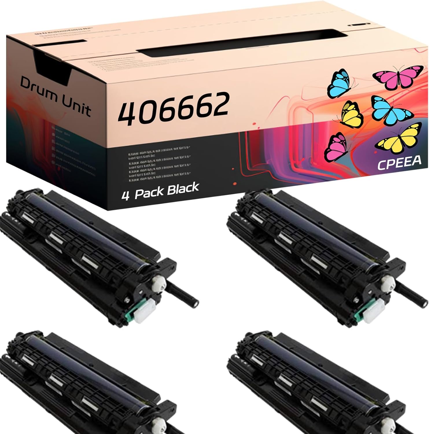 Compatible for Savin 406662 Drum Unit Work for Savin CLP37DN SP C435DN SP C440DN CLP42DN Printers, with Chip, High Yield 34000 Pages, Clear Printing (4 Pack Black)