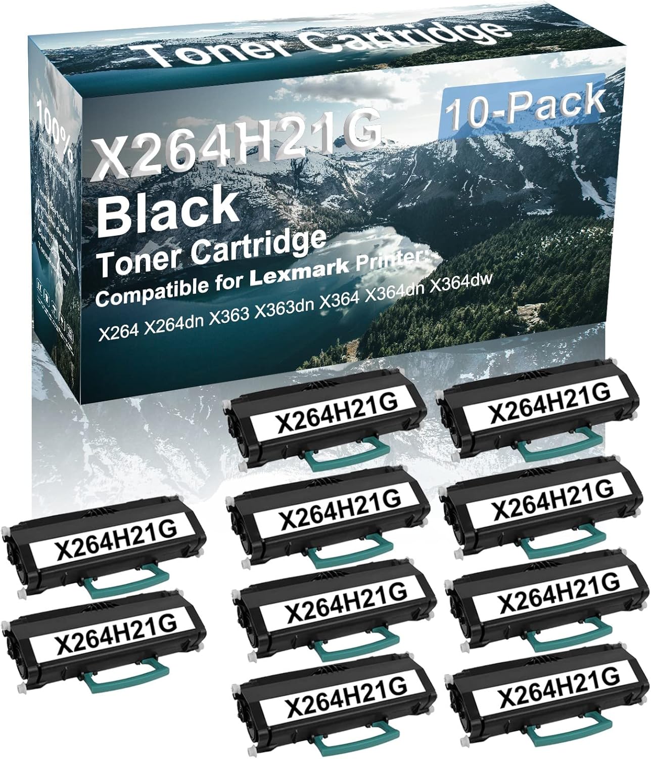 Credibility Store 10-Pack Compatible High Capacity X264H21G Printer Cartridge use for X363dn X364 X364dn Printer (Black)