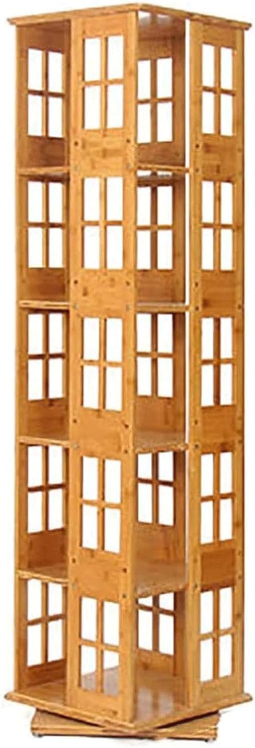 Lsoiup Bookshelf 360° Display 5 Tier Floor Standing Bookcase Storage Rack Corner Narrow Book Shelf Organizer for Home Office Organizer Decor