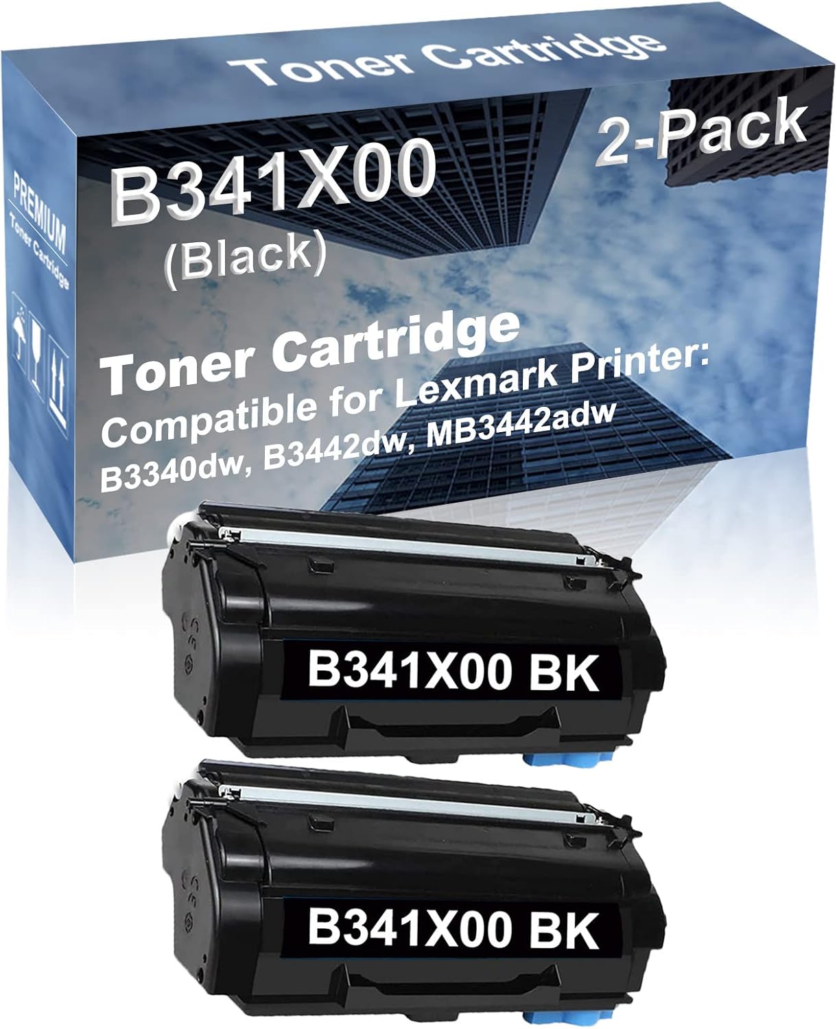 2-Pack Compatible High Capacity B3340dw, B3442dw, MB3442adw Printer Toner Cartridge Replacement for B341X00 Printer Cartridge (Black)