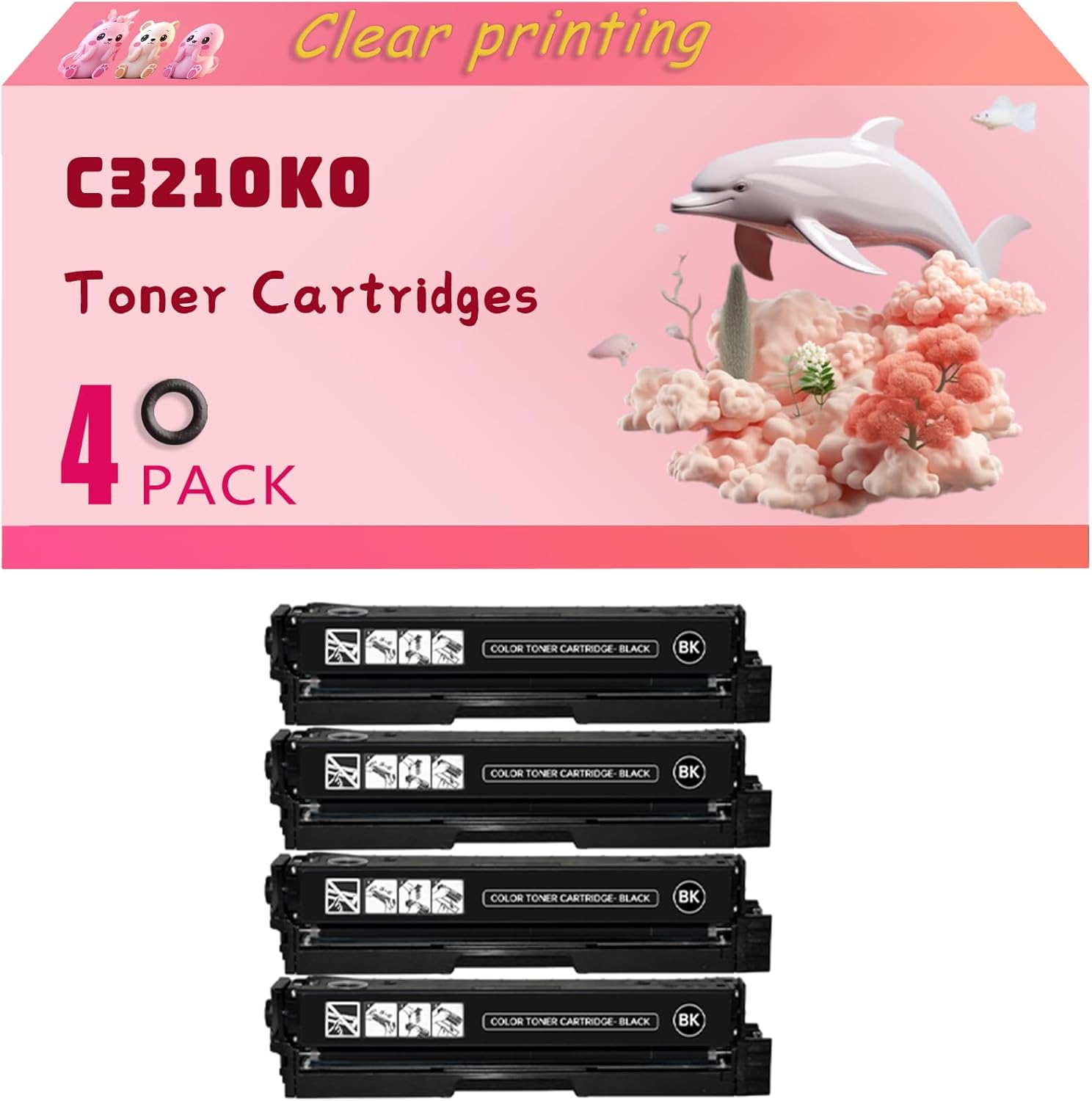 C3210K0 Toner Cartridges Compatible for Lexmark C3224dw C3326dw C3426dw MC3224adwe MC3224dwe MC3224i MC3326adwe MC3326i MC3426adw MC3426i Printers, High Yield 1500 Pages (4 Pack Black)