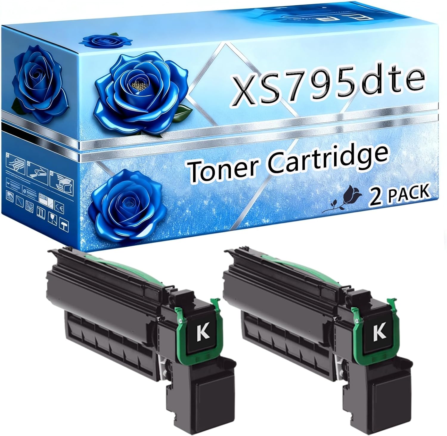 Compatible Toner Cartridge Replacement for Lexmark XS795dte High Yield 21000 Pages XS795 XS795de XS795dte XS798 XS798dte Printers (2 Pack Black)