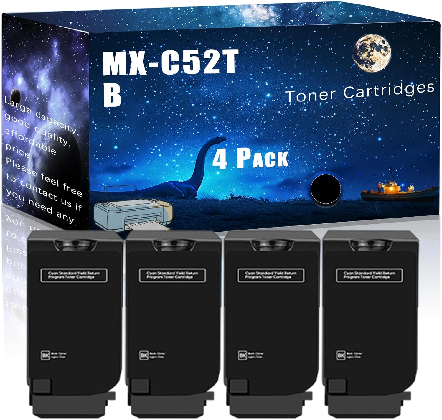 MUCQL MX-C52TB Compatible Toner Cartridges Replacement for Sharp High Yield Compatible MX-C528F MX-C428F Printers, Meet Printing Needs (4 Pack Black)