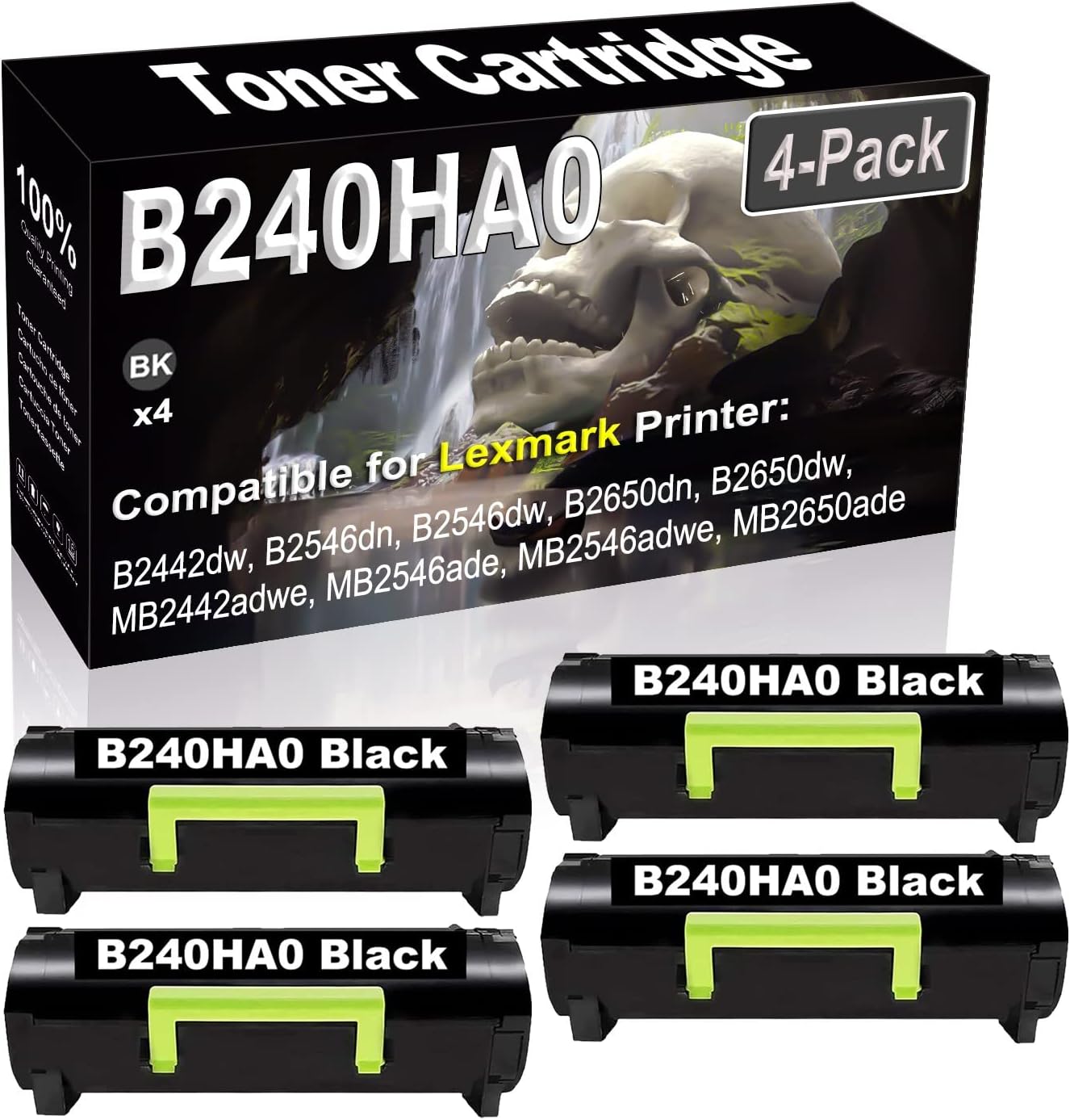 SINIYA 4-Pack (Black) Compatible B2442dw B2546dn B2546dw B2650dn B2650dw MB2442adwe Laser Printer Cartridge (High Capacity) Replacement for B240HA0 Printer Cartridge