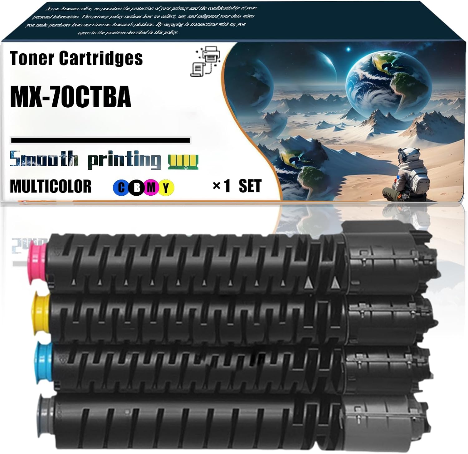 LSSF Replacement Parts Toner Cartridges MX-70CTBA Compatible with Sharp MX-5500N MX-6200N MX-7000N Printers, Contains Chip and Clear Printing (4-Pack BK/C/M/Y)