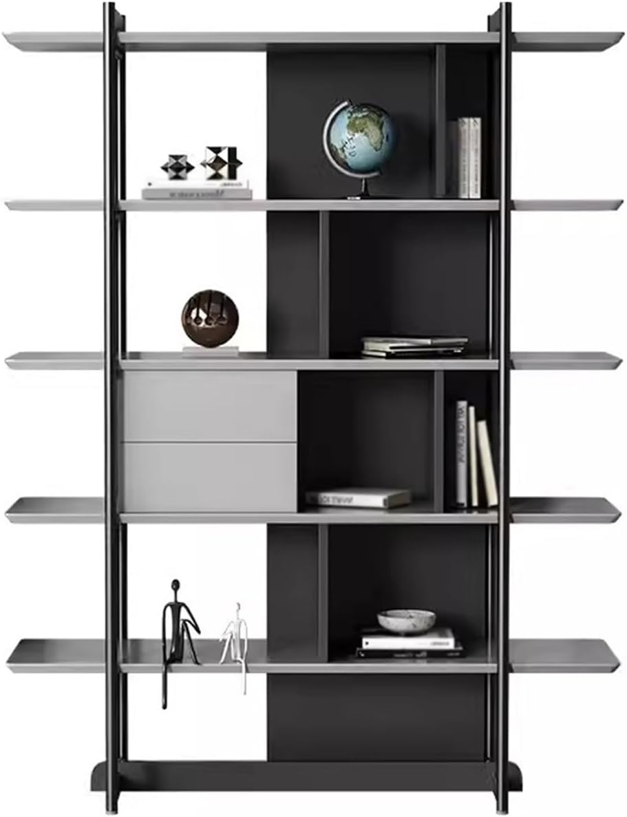 SOPAMI Bookshelf Stainless Steel Bookshelf Floor-Standing Home Wall Office Storage Rack Living Room Simple Study Room Bookcase Corner Bookshelf (Size : L:120X40X180cm)