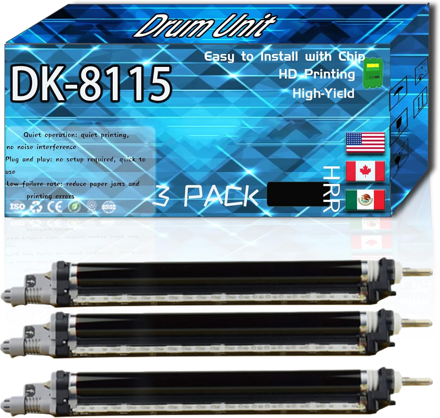 CEECN Compatible for Kyocera DK-8115 Replacement Drum Unit Used with ECOSYS M8124cidn M8130cidn Printers, High Production Multiple Options (3 Pack Black)