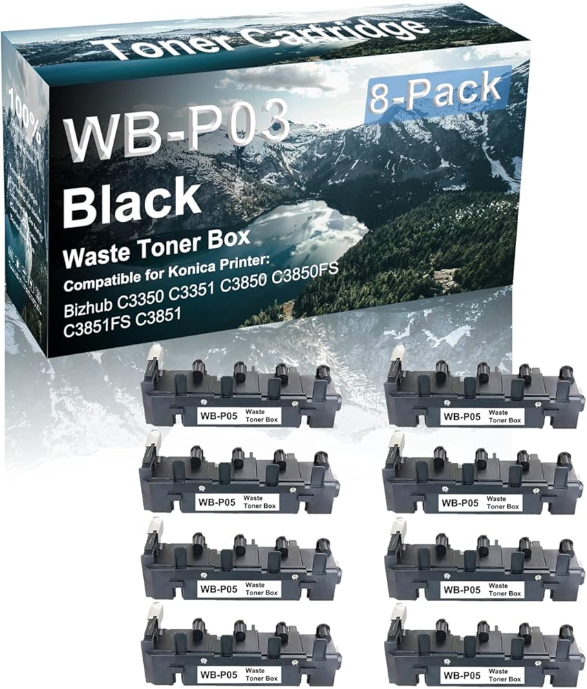 Credibility Store 8-Pack Compatible High Capacity C3350 C3351 C3850 C3850FS C3851FS C3851 Printer Waste Toner Cartridge Replacement for Konica Minolta WB-P05 WBP05 Printer Cartridge (Black)