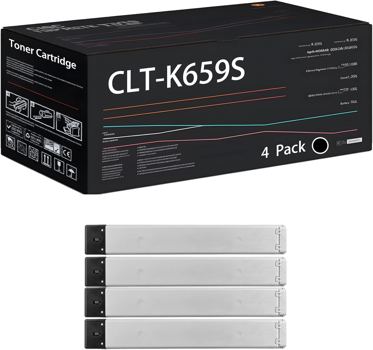 UVUMB Compatible with Samsung CLT-K659S Toner Cartridge Work for Samsung MultiXpress CLX-8640ND CLX-8650ND Printers, with Chip, High Yield 20000 Pages, High-Definition Printing (4 Pack Black)