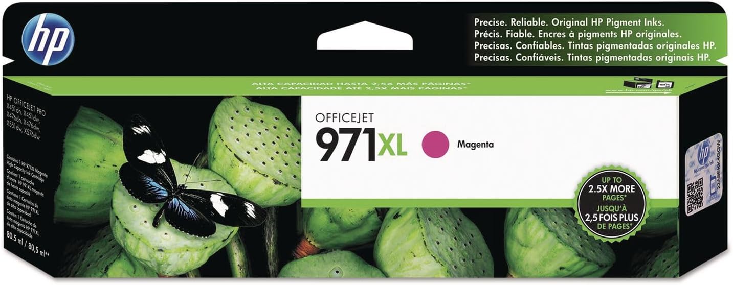 HP 971XL | PageWide Cartridge High Yield | Magenta | Works OfficeJet Pro X451, X476, X551, X576 | CN627AM