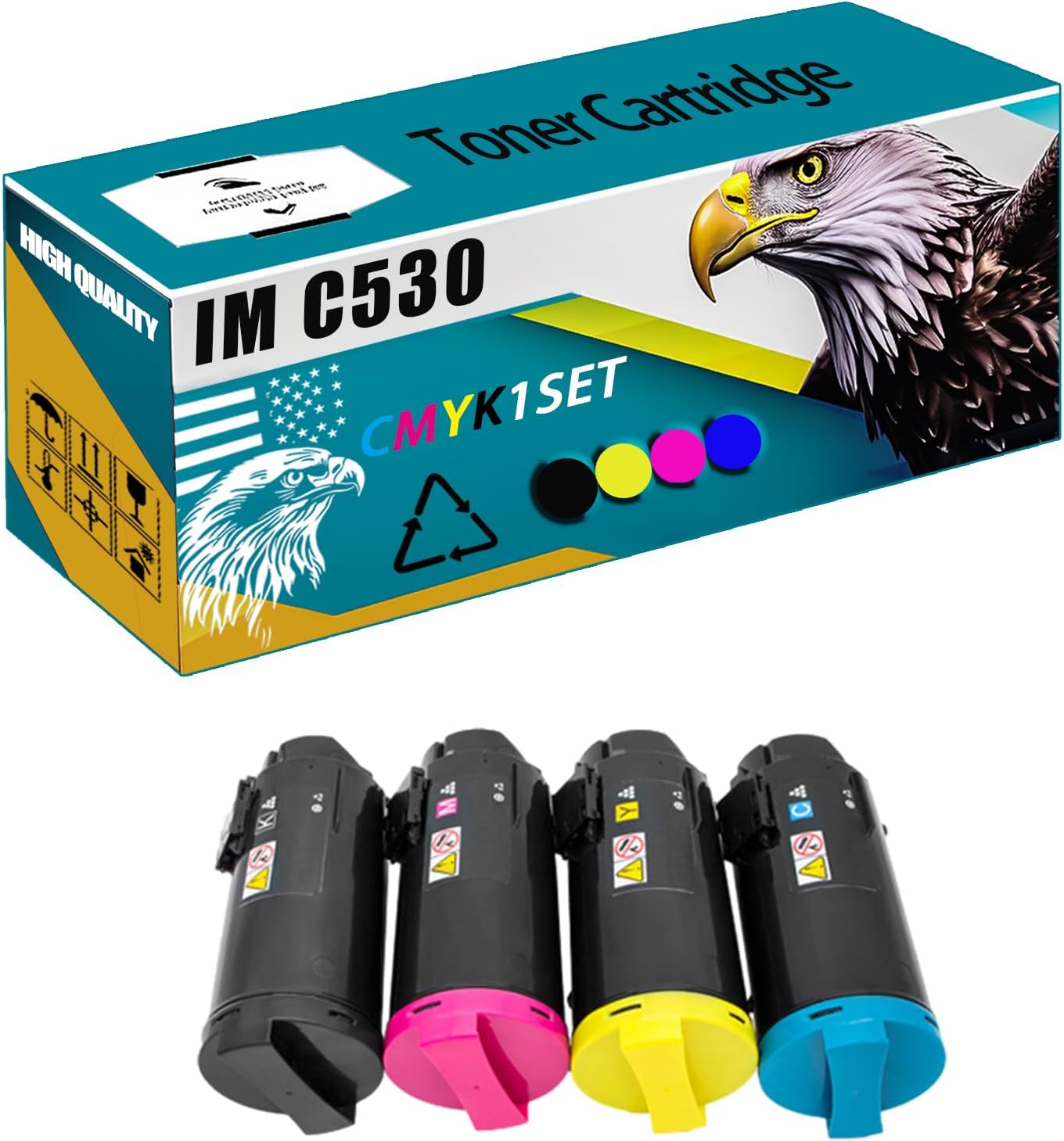 CEECN IM C530 Toner Cartridge Compatible for Ricoh IM C530FB Printers, High Production Replacement (4-Pack BK/C/M/Y)