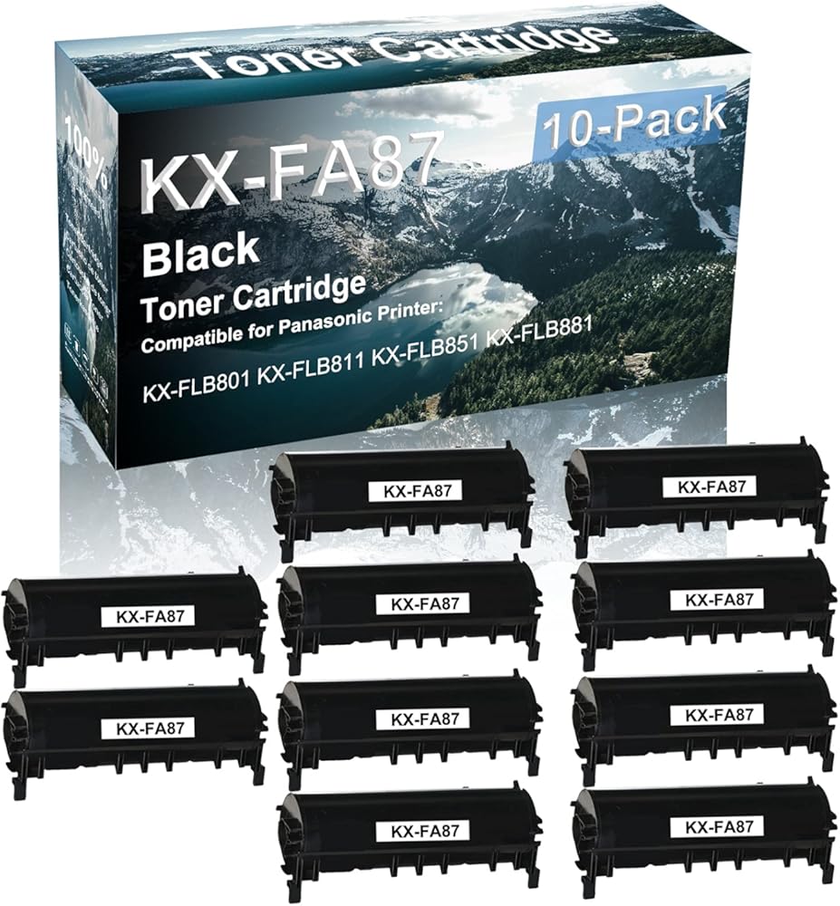Credibility Store 10-Pack Compatible High Capacity KXFA87 | KX-FA87 Printer Cartridge use for Panasonic KX-FLB801 KX-FLB811 KX-FLB851 KX-FLB881 Printer (Black)