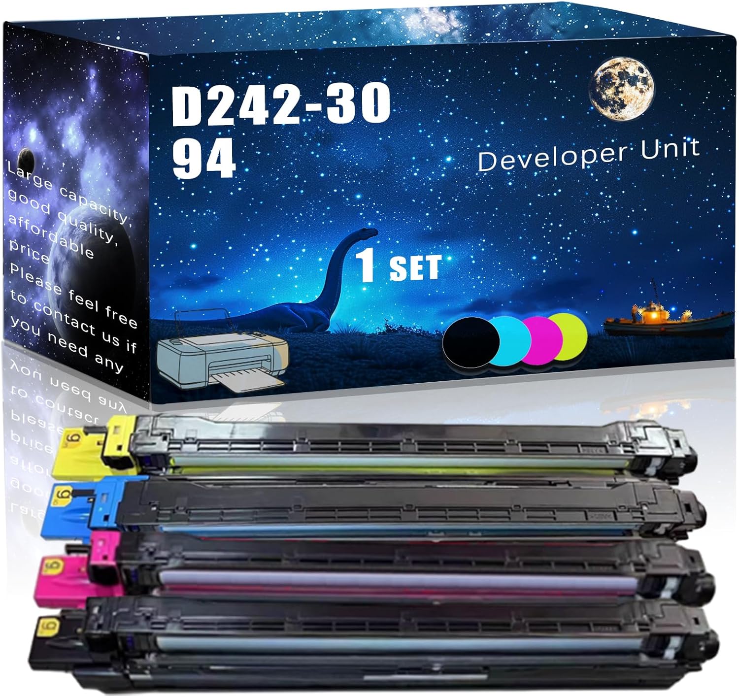 D242-3094 Compatible Developer Unit Replacement for Savin High Yield Compatible MP C3004 MP C3504 MP C4504 MP C4504ex MP C501SP MP C6004 MP C6004ex Printers, Meet Printing Needs (4-Pack BK/C/M/Y)