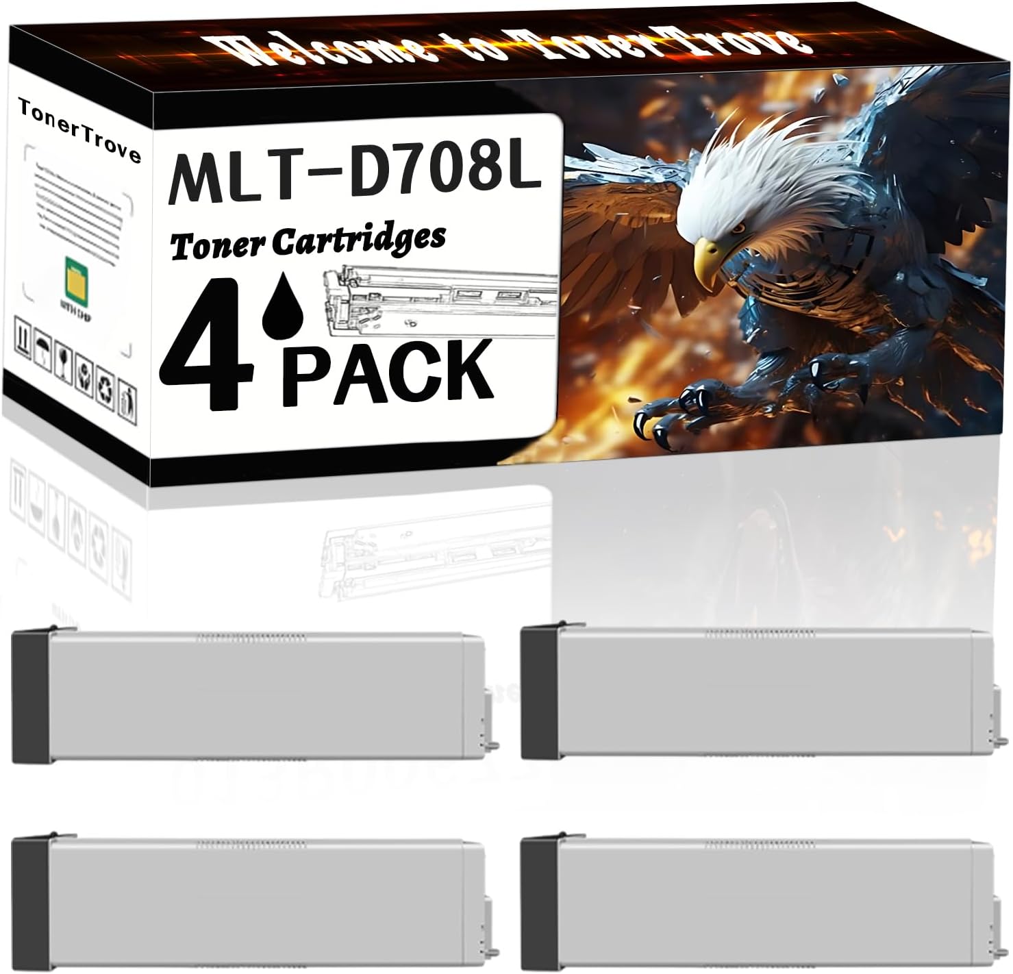 MLT-D708L Toner Cartridges Compatible for Samsung MultiXpress K4250LX K4300LX K4350LX Printers, Office Printing is Easy Clear Smooth (4 Pack Black)
