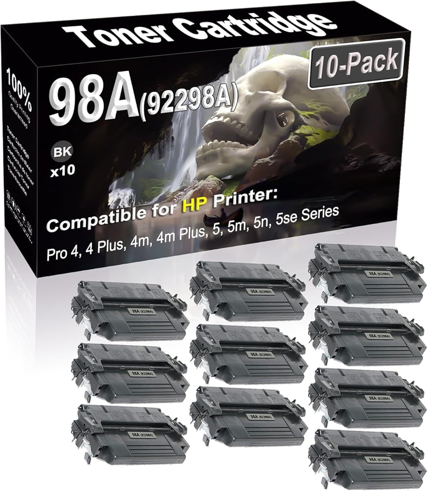 SINIYA 10-Pack (Black) Compatible High Yield 98A 92298A Laser Printer Toner Cartridge use for Pro 4, 4 Plus, 4m, 4m Plus, 5, 5m, 5n, 5se Printer
