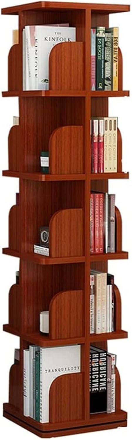 Bookcases Rotating Bookshelf 360° Book Storage Rack Wooden Picture Book Rack Living Room Multi-Layer Shelf Easy to Install (Size : 5 Layers (39 * 162cm))