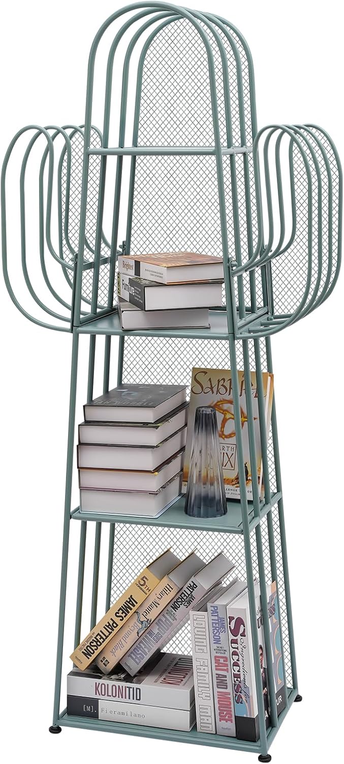 YIYIBYUS 4-Tier Bookcase,4-Tier Bookshelf, Freestanding Bookshelf, Storage Organizer (Green)