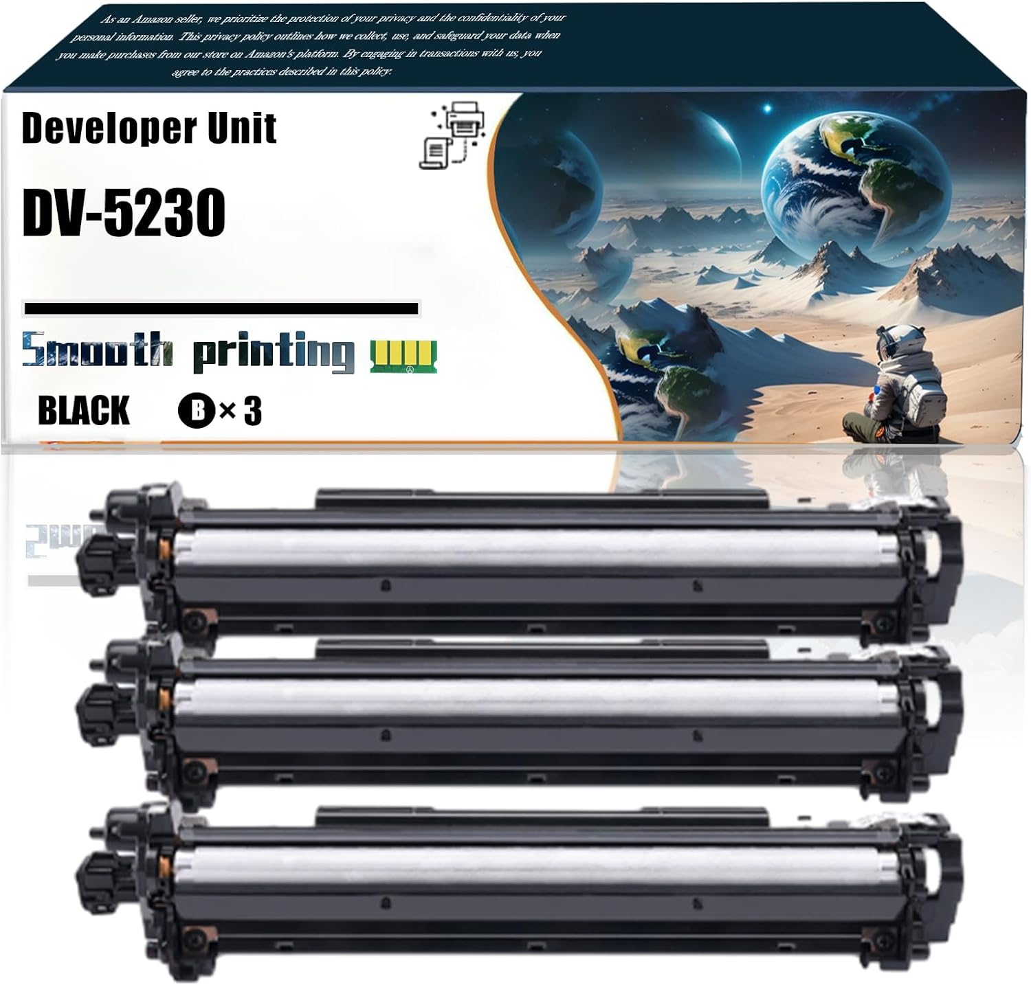 LSSF Replacement Parts Developer Unit DV-5230 Compatible with Kyocera ECOSYS M5521cdw M5526cdw P5021cdw P5026cdw Printers, Contains Chip and Clear Printing (3 Pack Black)