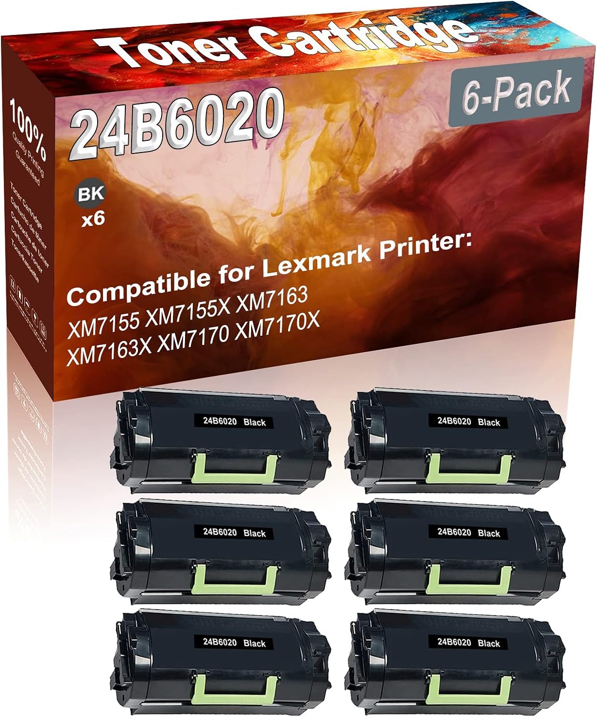 Credibility Store 6-Pack (Black) Compatible XM7155 XM7155X XM7163 XM7163X XM7170 XM7170X Laser Printer Cartridge (High Capacity) Replacement for 24B6020 Printer Cartridge