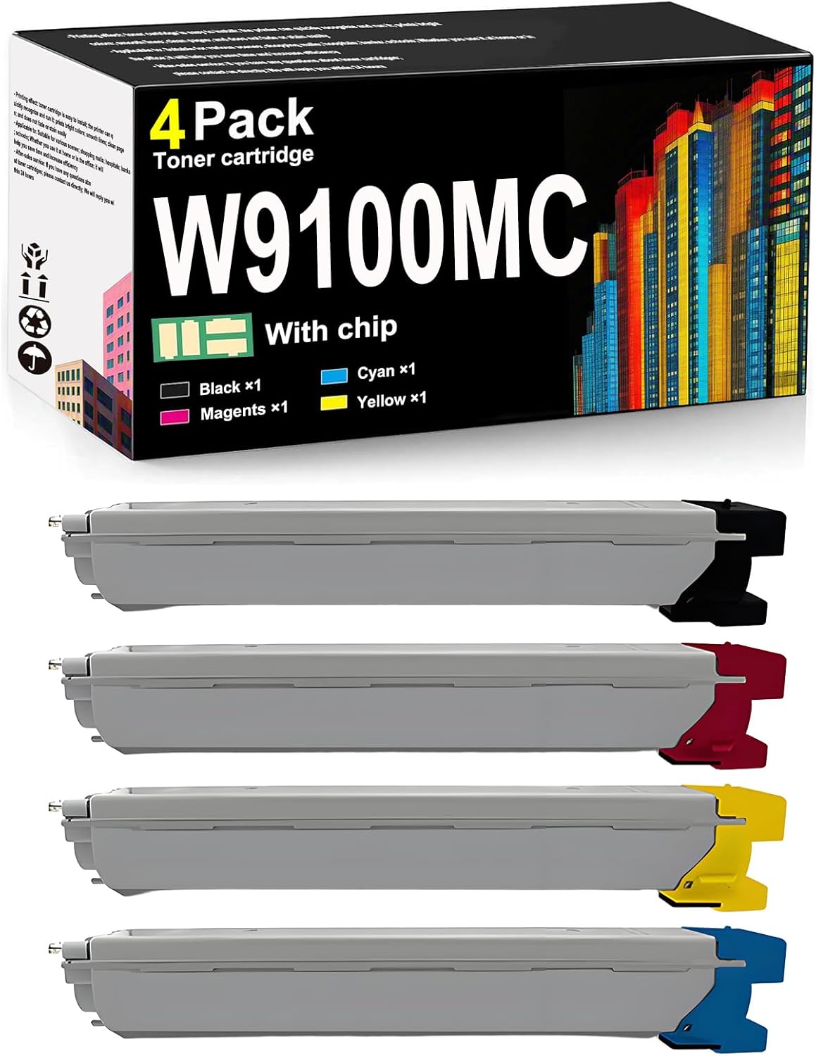 W9100MC Toner Cartridge 4 Pack High Yield Toner Cartridge Compatible Combination Pack Replacement for Compatible printer E77428dn E77422dn E77422dv Printer for HP Higher Yield Replacement multicolor