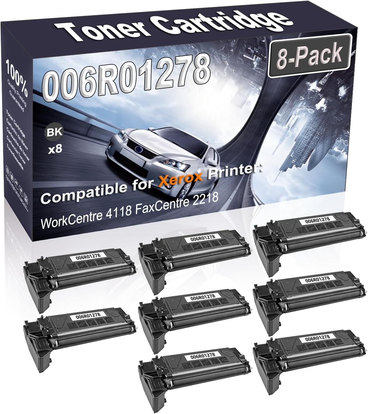 Kolasels 8-Pack (Black) Compatible WorkCentre 4118 FaxCentre 2218 Laser Printer Cartridge (High Capacity) Replacement for 006R01278 Printer Cartridge