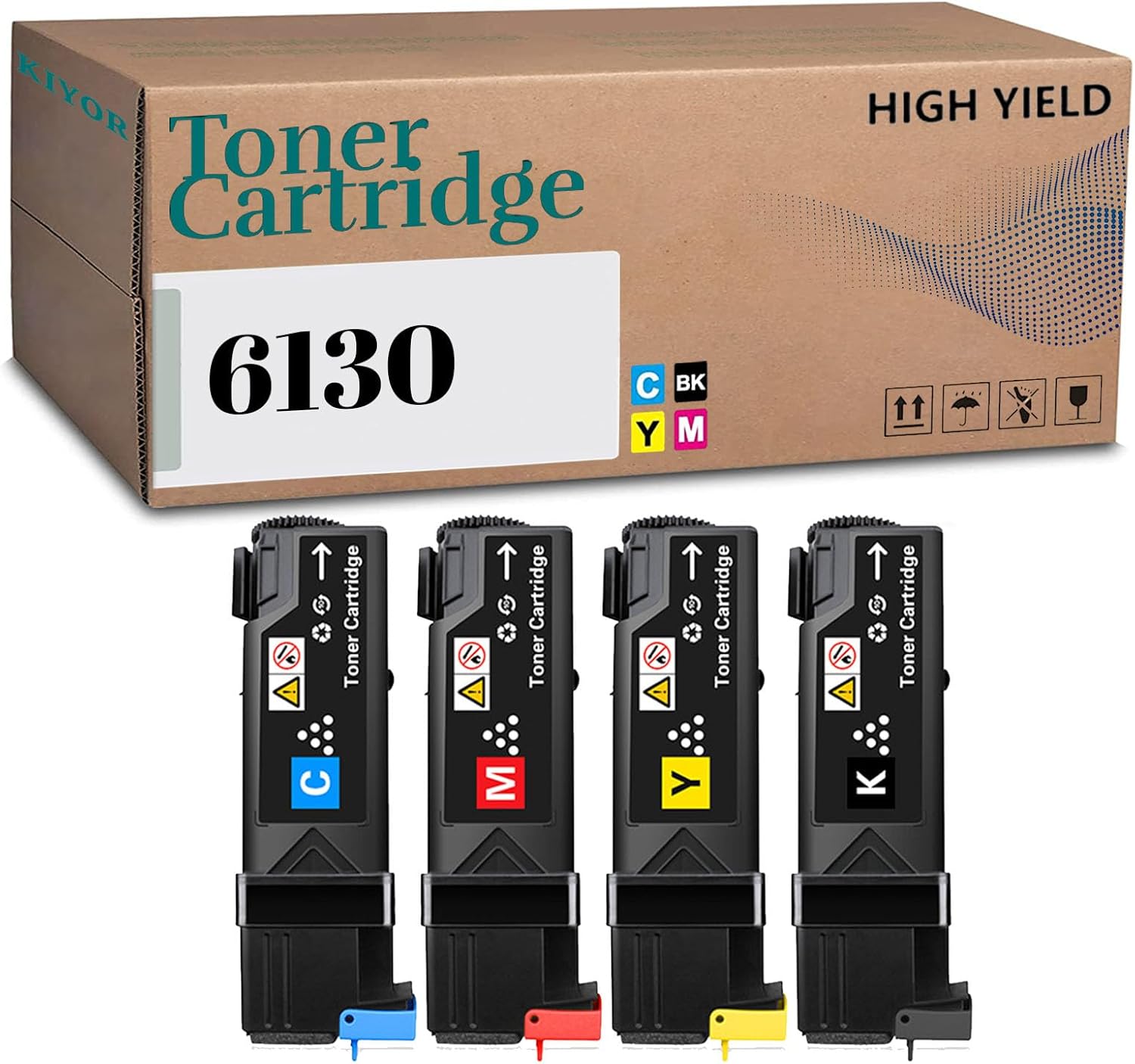 KIYOR Compatible 106R01278 106R01279 106R01280 106R01281 Toner Cartridges Replacement for Xerox Phaser 6130 6130N (4PK Black/Cyan/Magenta/Yellow)