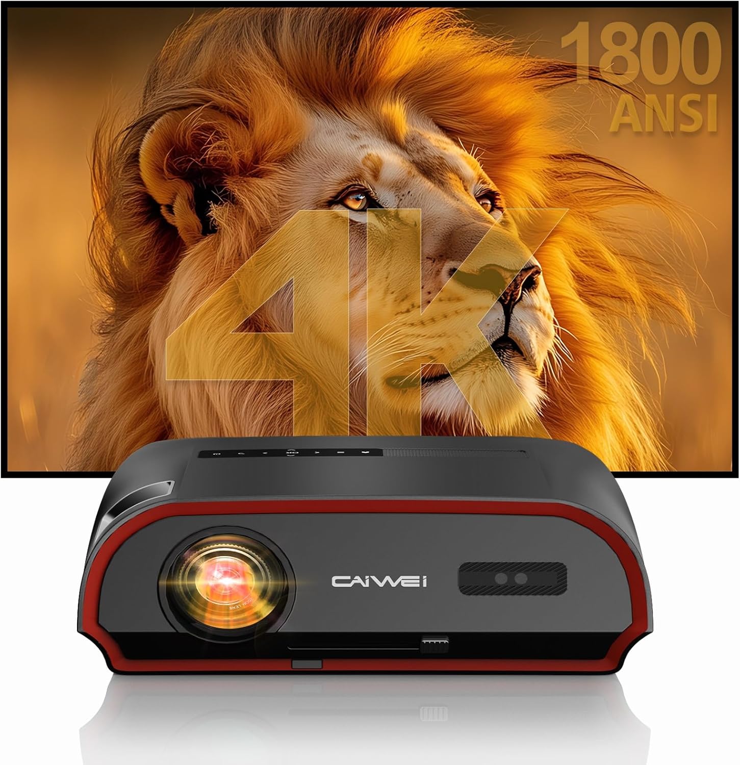 2025 Smart 4K Projector for Daylight Viewing |1800ANSI Lumens, Android TV & WiFi 6 | 300