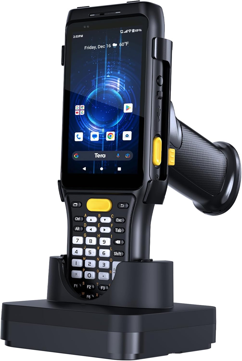 Tera Barcode Scanner Android 11 PDA: Zebra SE4710 Scanner Qualcomm 6700mAh with Hot-swap 2D QR Mobile Computer with Charging Cradle Pistol Grip 4G BT Wi-Fi 6 Ready P161 (Can Update to Android 13)