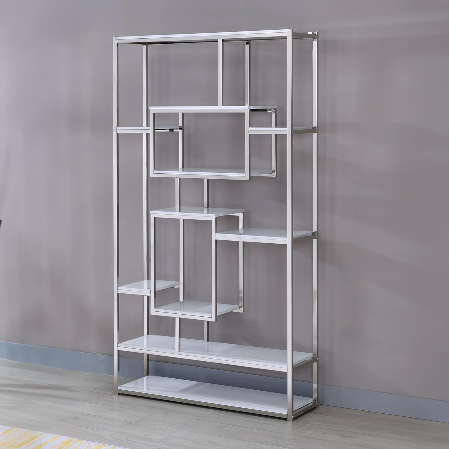 Metal Storage Shelves Book Shelf ，Bookshelf Book Case Shelving Unit ，Bookshelves Bookcases Shelves for Bedroom ，Display Shelf Shelfs， Small Bookcase Book Storage Organizer,White