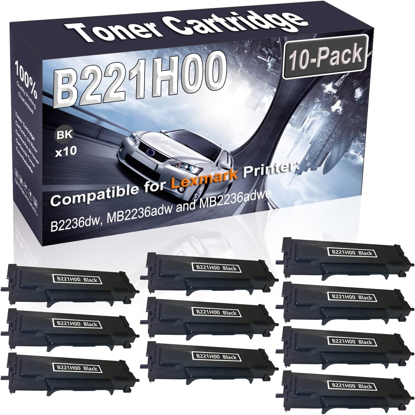 Kolasels 10-Pack (Black) Compatible B221H00 Printer Toner Cartridge (High Capacity) fit for B2236dw MB2236adw MB2236adwe Printer