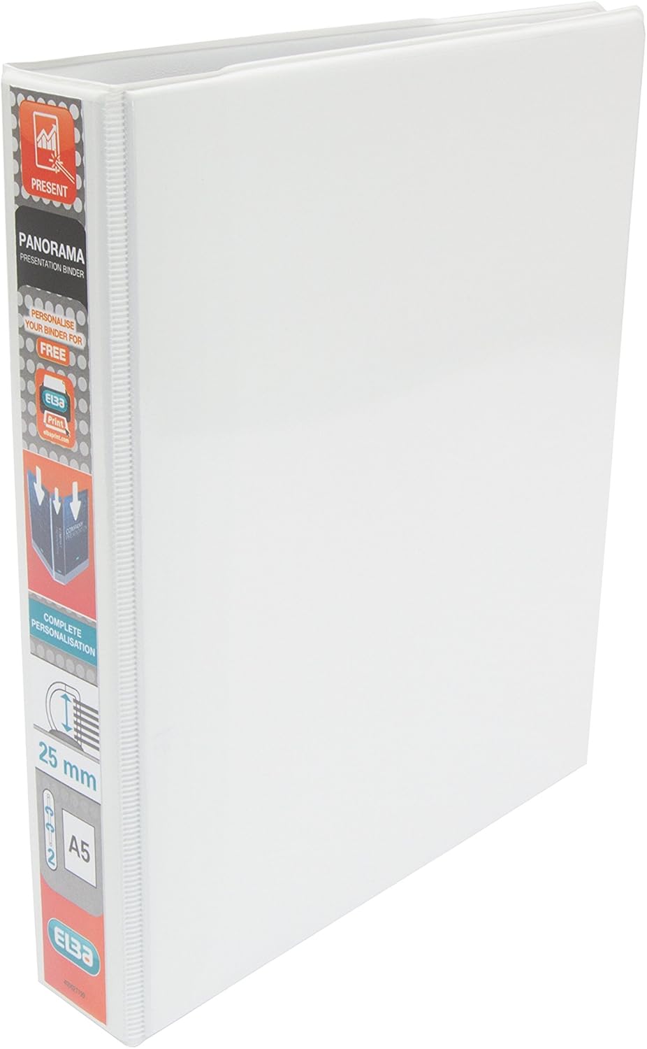 Elba Panorama A5 40 mm Presentation Binder - White,400008434