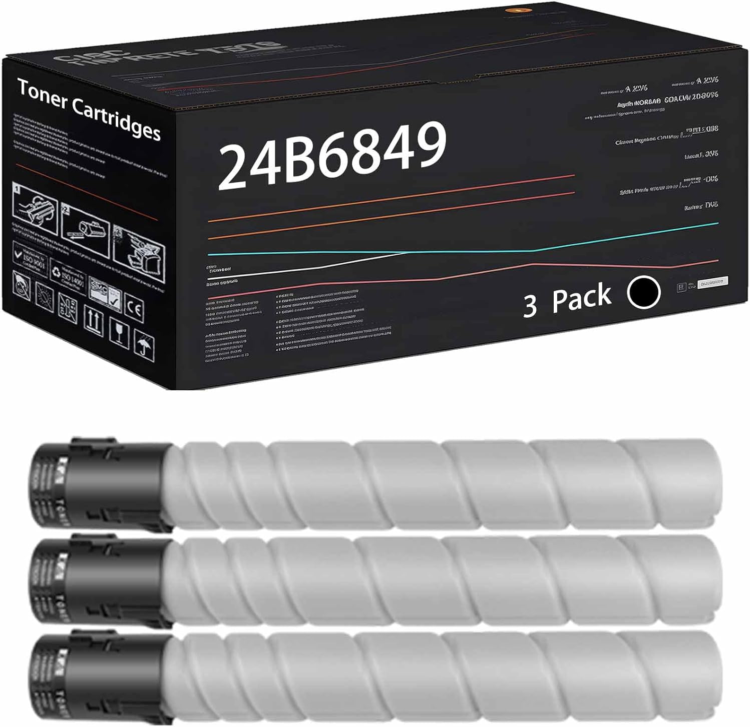 24B6849 24B6846 24B6847 24B6848 Toner Cartridges Compatible with Lexmark XC9225 XC9235 XC9245 XC9255 XC9265 Printers, High Yield 31000 Pages (3 Pack Black)