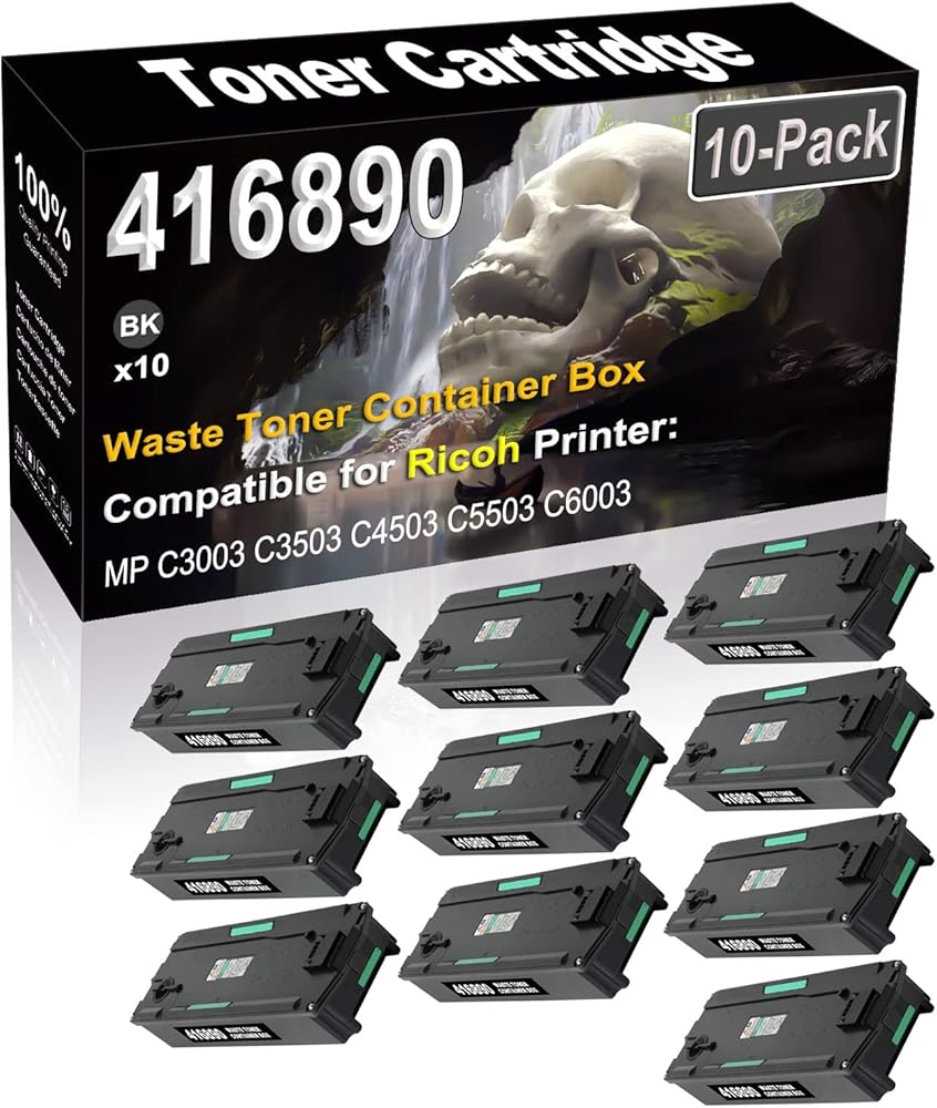 SINIYA 10-Pack (Black) Compatible High Yield 416890 Waste Toner Container Box use for Ricoh MPC2003 MPC2503 MPC3003 MPC3503 MPC4503 MPC5503 MPC6003 Printer