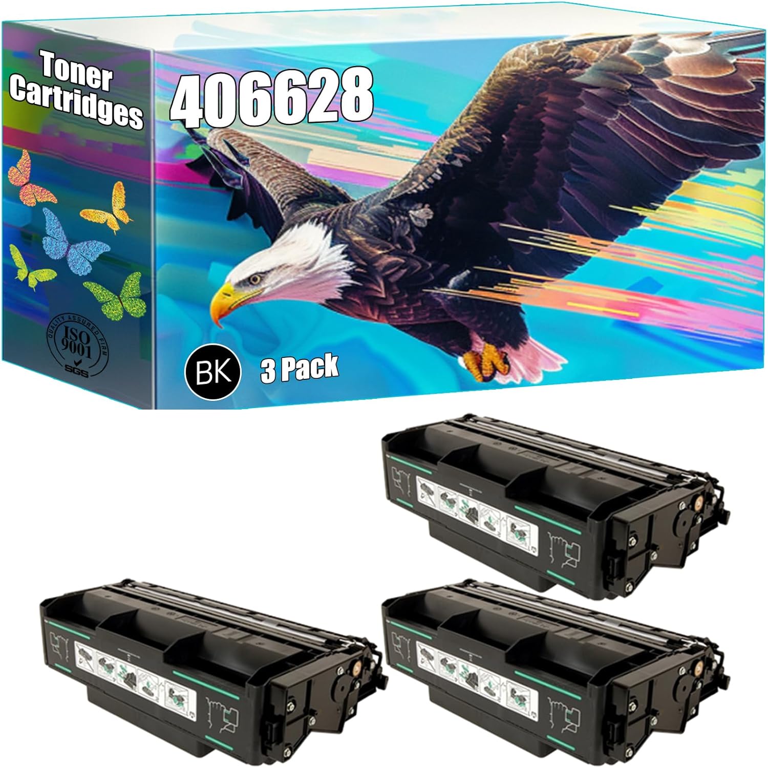 ODRNG Compatible with Ricoh 406628 Toner Cartridges Work for Ricoh Aficio SP 6330N Printers, with Chip, High Yield 21000 Pages, Bright Colors Clear Printing (3 Pack Black)
